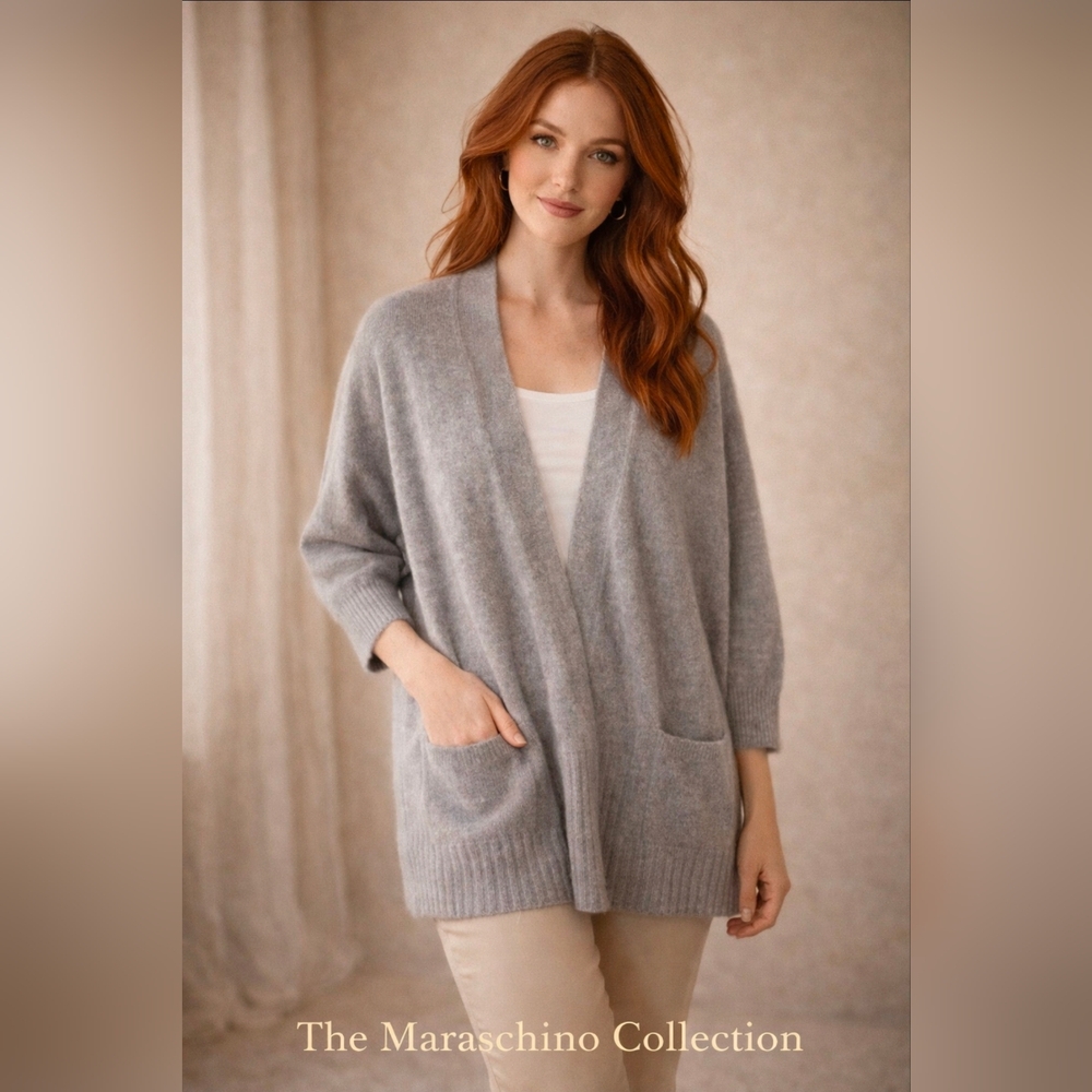Michael Kors 100% Cashmere Cardigan Small – Pearl Grey Open Front